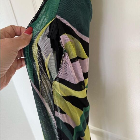 Donna Morgan Abstract Printed Mesh Midi Dress - Picture 8 of 8